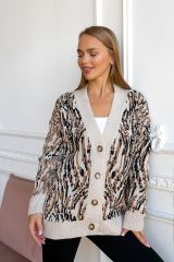 Open-style Кардиган 5447 белый/коричневый