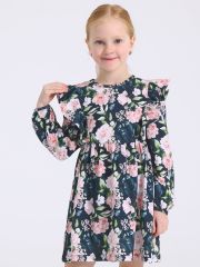 477430 Апрель Платье пионы розовые на черном