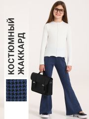 474076 Апрель Брюки гусиная лапка черный+ярко-синий