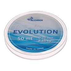 Леска монофильная ALLVEGA Evolution, диаметр 0.25 мм, тест 8.55 кг, 50 м, прозрачная