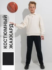 546611 Апрель Брюки твид елочка черный
