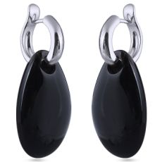 Серьги (смола черная; покрытие родий), Есть комплект