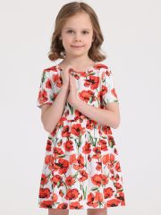 338156 Апрель Платье крупные маки на белом