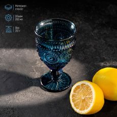 4192563 Бокал стеклянный Magistro «Ларго», 260 мл, цвет синий