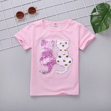 Футболка с кошками в пайетках