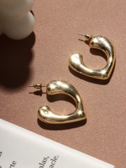 Серьги пластик «Сердце» биение, цвет золото
