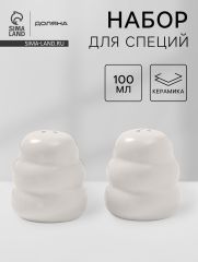Набор для специй Доляна «Зефир», солонка, перечница, 100 мл, керамика, белый