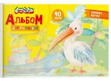 Альбом для рисования 40 л. А4, скрепка Каляка-Маляка мелованный картон, ВД-лак, офсетная бумага, цветные аппликации