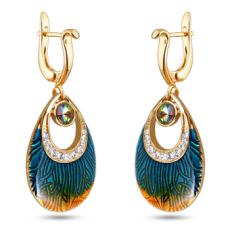 Серьги (кристаллы SW микс, эмаль; покрытие: золото)
