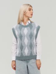 Жилет женский BY222-14053 26/07/white голубая сталь/белый BE YOU