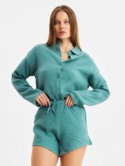Комплект домашний женский (рубашка, шорты) KAFTAN Basic размер 40-42, зеленый