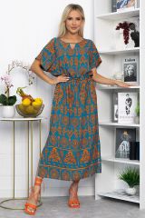 П13908-5М Платье LADY TAIGA Лазурно-оранжевое