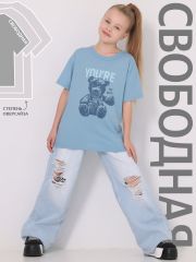 466548 Апрель Футболка серо-голубой