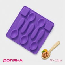 4718306 Форма для шоколада Доляна «Ложки большие», силикон, 17×1,2 см, 5 ячеек, цвет МИКС
