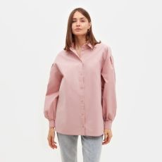 Рубашка женская с объёмными рукавами MINAKU: Casual Collection, размер 48, тёмно-розовый