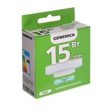 9704273 Лампа светодиодная GENERICA T80, 15 Вт, таблетка, 6500 К, GX53, 230 В, LL-T80-15-230-65-GX53-G
