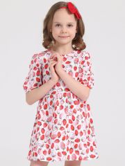 392583 Апрель Платье клубника на белом
