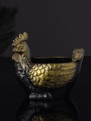 Фигурное кашпо для цветов «Курица», 64 мл, 10×9×6 см, гипс, цвет чёрное золото