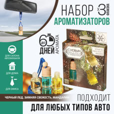 Набор ароматизаторов «Крепость и выдержка», черный лёд, зимняя свежесть, мандарин, 3 шт 6629007