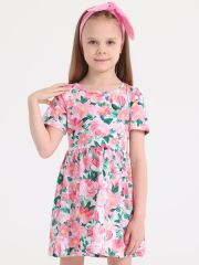 376711 Апрель Платье цветы маслом на розовом