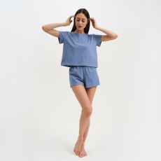 Пижама женская (футболка, шорты) KAFTAN Basic, размер 40-42, синяя