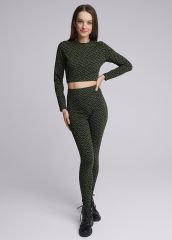 329809 CLEVER Лосины т.зелёный/т.коричневый