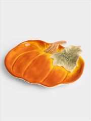 Блюдо, 22 см, керамика, оранжево-зеленое, Тыква, Bright pumpkin