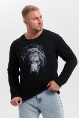 463635 Натали Лонгслив черный+медведь