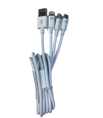 Кабель 3в1, USB - micro-USB/Lightning/USB Type-C...длина1м20см