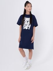 Платье с короткими рукавами D988.04 темно-синий