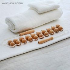 1403387 Массажёр-лента деревянный, шариковый, 2,5 х 6,8 х 122,5 см, 10 звеньев