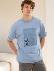 536953 VILATTE Футболка голубой меланж_wave
