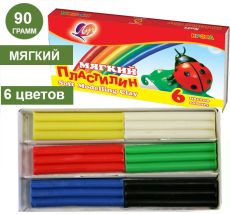 Пластилин восковой Луч КРОХА 6 цветов 90 г ассорти, со стеком