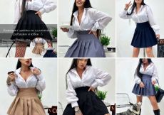 SUMMER SALE❤️ Комплект двойка из удлиненной рубашки и юбки