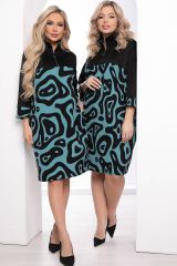 П8328 LT Collection Платье чёрный, бирюзовый