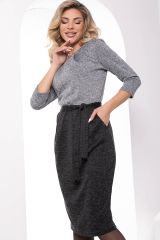 П7971 LT Collection Платье серый, чёрный