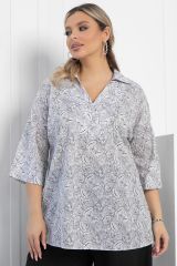 511405 LT Collection Блуза бело-серый