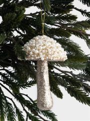 Игрушка елочная, 13 см, пластик, шампань, Гриб, New year