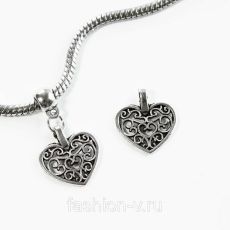 Подвеска Ажурное сердце , серебро (без бейла)