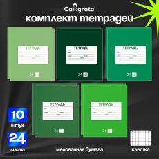 Комплект тетрадей из 10 штук, 24 листа в клетку Calligrata 5 видов по 2 штуки 9867017