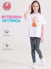 394712 Апрель Комплект белый+лисички на морской волне / Лисичка на полянке