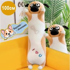 Мягкая игрушка МОПС БАТОН, подушка обнимашка, пес батон 100 см