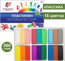 Пластилин Луч КЛАССИКА 18 цветов 360 г ассорти, со стеком