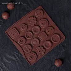2854853 Форма для льда и кондитерских украшений Доляна «Пуговки», 17,4×16,5×0,4 см, 16 ячеек, цвет МИКС