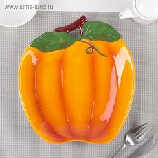 3907272 Тарелка «Тыква», 24×21,5×4 см, цвет оранжевый керамика