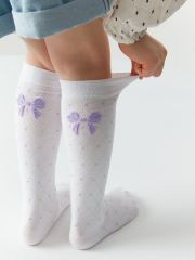 Omsa Гольфы OMSA kids Gambaletto 32P32 ажурные с имитацией рисунка ромб и бантика сзади Bianco (Белый)