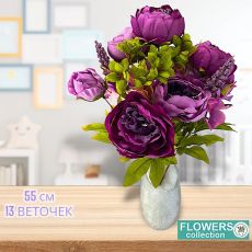 Пионы фиолетовые, букет 13 веточек