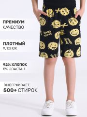 528874 Апрель Шорты желтые смайлы на черном