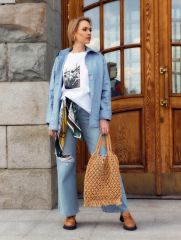 Блузка женская MINAKU: Casual Collection цвет голубой, размер 50