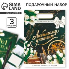 Подарочный набор «Любимому учителю», ежедневник А5, 80 л, стикеры и ручка